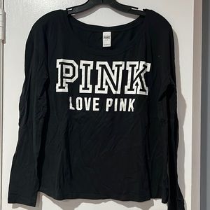 Pink brand long sleeve t-shirt crop top style.